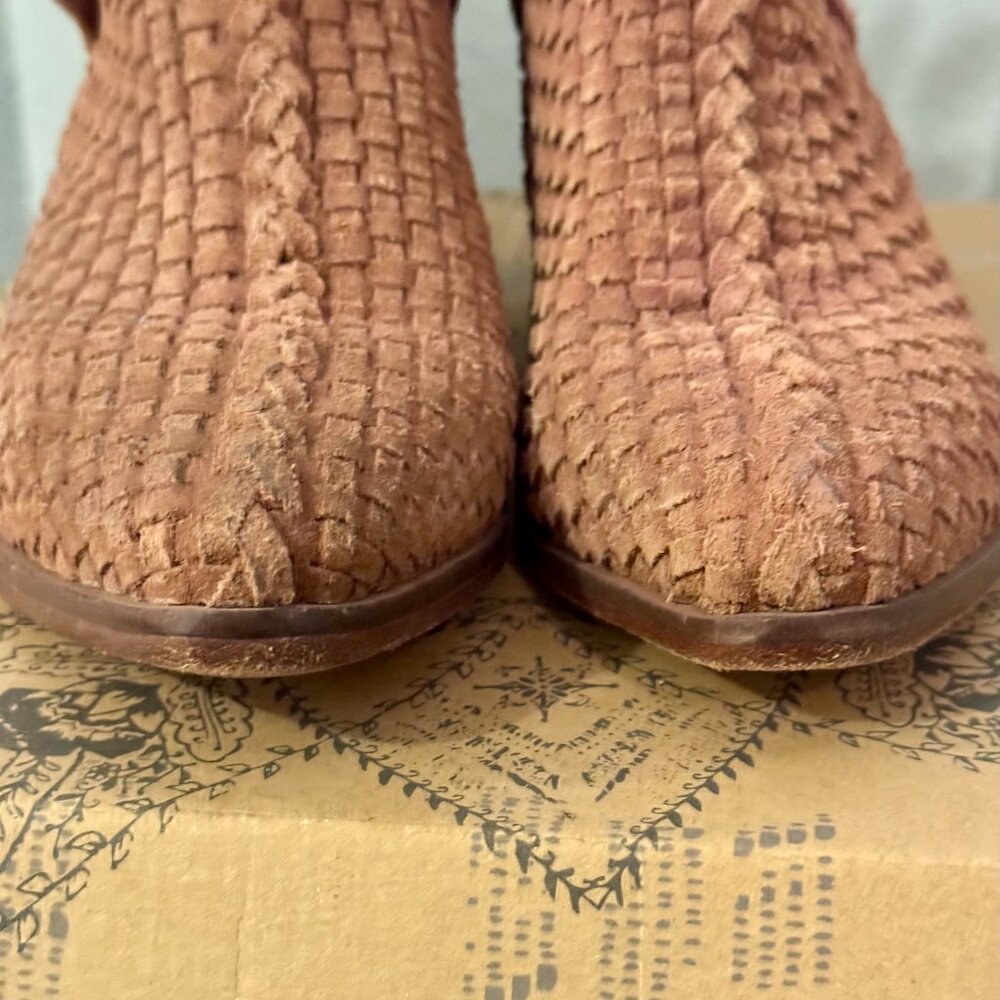 Free People Tan Suede Woven Ankle Booties - Picture 5 of 14